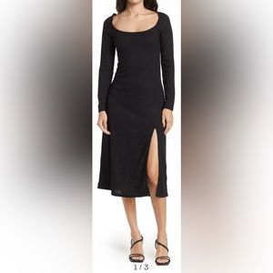 ASTR Black Hi-Slit Midi Dress Size Large (10-12) NWT